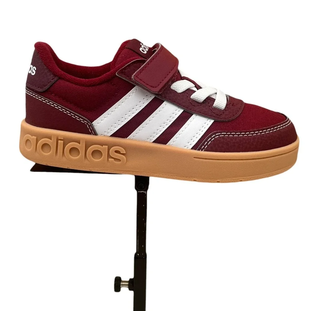 Adidas Little Boys Breakbase C Slip-on Shoes Size 11 Collegiate Burgundy White